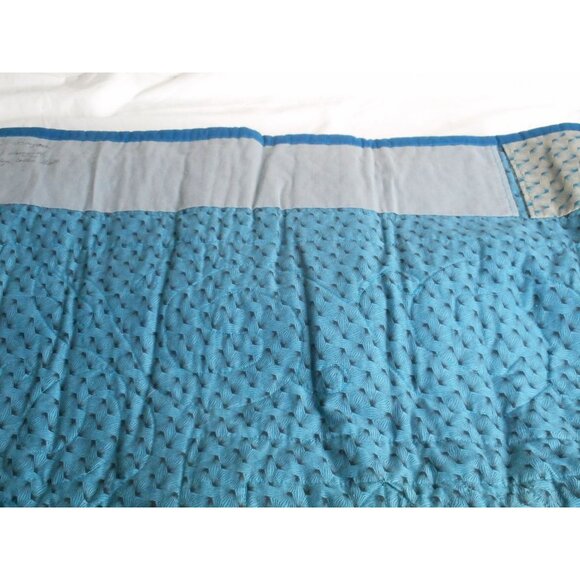 Vintage hand Quilted Wall Hanging Lap Blanket Blue Bayou 1990 - Picture 6 of 10